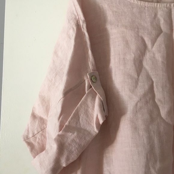 LEMONWOOD Pale Pink Linen Oversized Cuff Sleeve Blouse S M L XL One Size - Picture 4 of 7